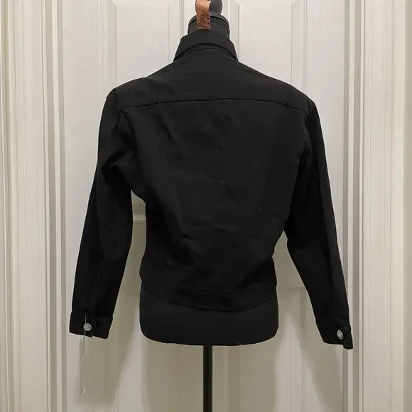 NWT Vintage Robin Berry Denim Jacket Black Rhinestone Small Western Glam USA 90s